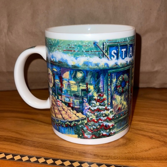 Starbucks Christmas Mug Pikes Place Farmers Market Seattle 14 Oz - Picture 3 of 6